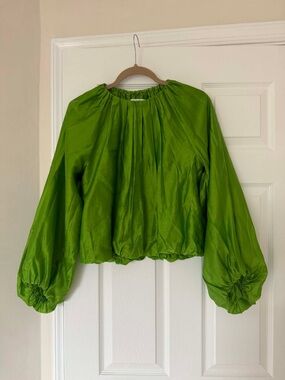 New Cos Green Balloon-Sleeve Women's Top